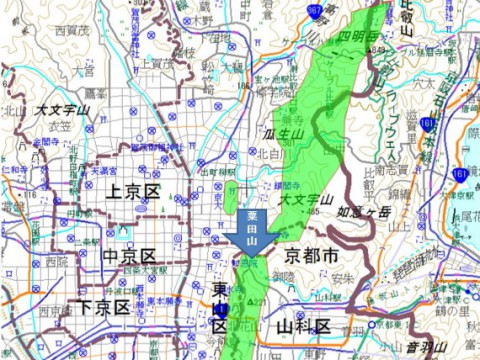 粟田山付近の地図